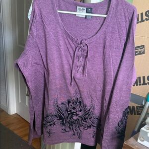 Harley-Davidson Purple Lace-Up Long Sleeve Top